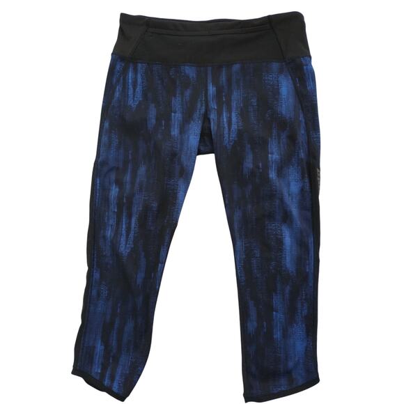 Lululemon Pace Pusher Crop Leggings Pocket Black/Blue Size 8 - Picture 2 of 10